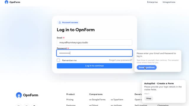 OpnForm · build and publish a form